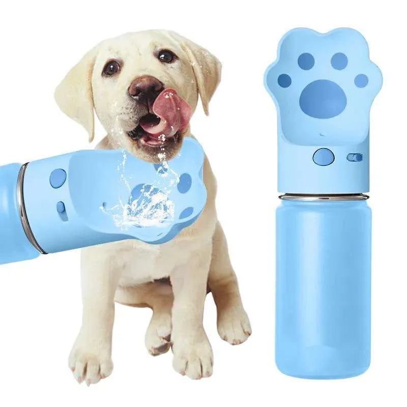 Areeman Travel 18oz dog water bottle lid 3 in 1 stainless steel Portable Pet Water food storage Bottle Walking Hiking Travel